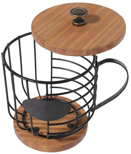 BESTOYARD Organizzatore Cialde Caffè Multiuso Grande Capacità a Forma di in Legno e Ferro Resistente, per Scrivania e Caffetteria