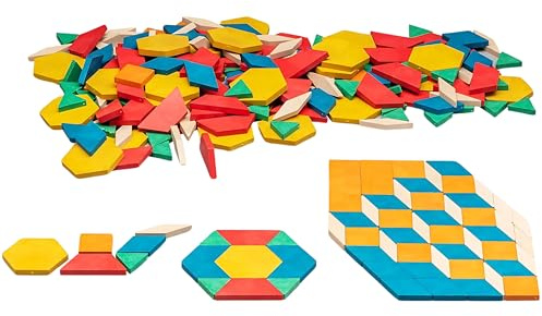 WISSNER® RE-Wood Geometrische Pattern Blocks (250 Teile) - Mathe