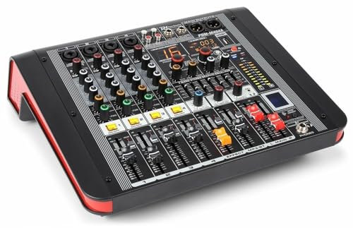 Power Dynamics PDM-M404A - Audio Mischpult mit integriertem Verstärker - 4-Kanal Audio Mixer - Bluetooth - MP3 - USB - Mikrofonanschluss - DMX - Speakon - professionelles Soundmischpult für Einsteiger