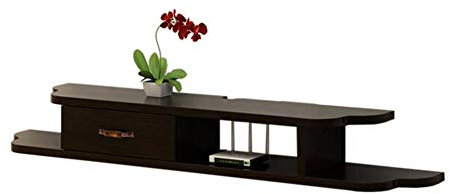 Xyanzi-Estanterias para DVDs Marco Flotante Consola De TV Mueble TV Suspendido Cajon Unico Soporte para DVD Madera Maciza, 120 * 23 * 18cm Estante de Almacenamiento Funcional (Color : Negro)