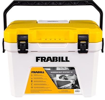 Frabill Magnum Bait Station 13 Quart Live Bait Well, White and Yellow