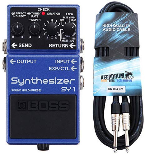 Boss SY-1 Synthesizer Effektgerät für Gitarre u Bass + keepdrum Klinken-Kabel 3m