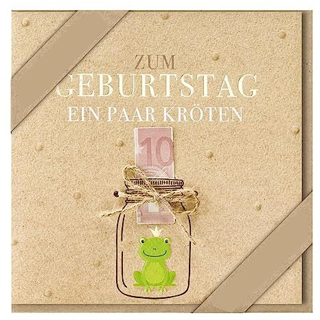 bsb - Karte zum Geburtstag - Nature Card - Nachhaltige Karten zum Geburtstag - Geburtstagskarten mit Umschlag - Geburtstagskarte Frauen & Männer - Glückwunschkarte 15,5 x 15,5 cm - Kröten Motiv