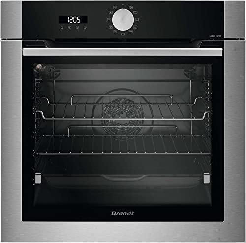 BRANDT BOP7536X - Four Pyrolyse - 73 L - 9 Modes (OptiSteam - Programmateur Monobouton - Clean 39) - Gradins Chromés - Rail Télescopique - Finition Inox