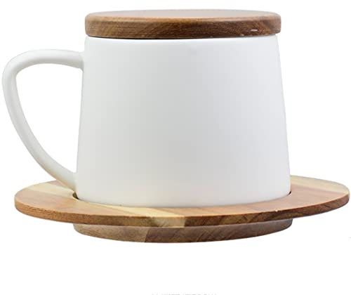 Tazas Cafe Espresso Baratas, Tazas De Café Reutilizables Con Tapas De Cerámica, Taza De Cafe Con Plato, Taza De Té, Tazas De Café For Mujeres Y Hombres, Tazas De Café De Hielo, Regalos, 400Ml/14Oz
