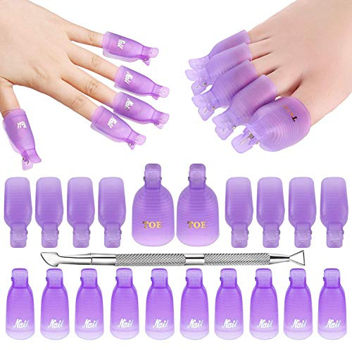 Makartt Nagel Clips Set 20 Stück für Gel Nagellack Entfernung | Wiederverwendbare Nagel Clips mit Nagelhautschieber für einfache Gel Entfernung zu Hause und im Nagelstudio