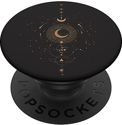 Celestial Line Astrology Sun Moon Stars Planets Black PopSockets Adhesive PopGrip