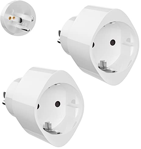 Reiseadapter USA auf EU Typ B, 2er Set Stromadapter für USA/Kanada/Mexiko, EU Stecker Adapter Nordamerika, Kompakt & Sicher, 250V/13A, Weiß