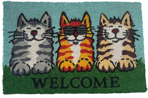 CSN Fußmatte Kokosmatte Kokos Fussmatte Innen 40 x 60 cm (Welcome Katze)