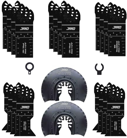 JMD 24-Pack Multitool Saw Blades Multi Tool Blades Kit Quick Release Shank | Assorted Oscillating Saw Blades Set for Wood Plastic Metal Cutting