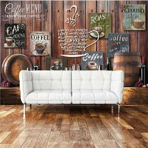 Murales de pared de tamaño personalizado, barra de café retro bostálgica, murales de pared autoadhesivos extraíbles para despegar y pegar, papel tapiz fotográfico grande