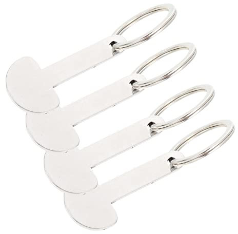 MAGICLULU 4pcs Metal Shopping Trolley Tokens Keychain Set Token Pendant Shopping Cart Opener Key Rings for Supermarket Use