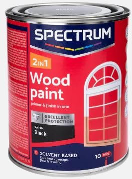 Vintage Luxury Spectrum Holzlack 750 ml, Wood paint, Holzlack 2-in-1-Farbe, Treichen von Gartenzäunen, Schuppen oder Gartenmöbeln (Holzlack, Schwarz)