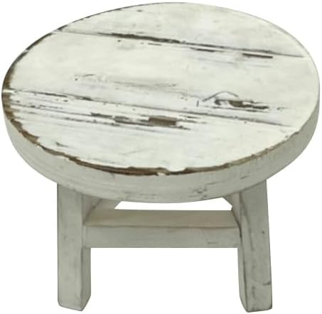 TentHome Rustikaler Pflanzenhocker Blumenständer Holz Shabby Sitzhocker Fußhocker Tritthocker Kinderhocker Kleiner Holzhocker für Kinderzimmer Garten Weiß Rund | Fußhocker Tritthocker Kinderhocker Kleiner Holzhocker für Kinderzimmer Garten Weiß Rund