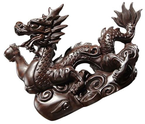 MAGICLULU Drachenstatue Aus Holz Miniatur-chinesische Drachenfigur Für Büro Zuhause Weihnachtsdekoration