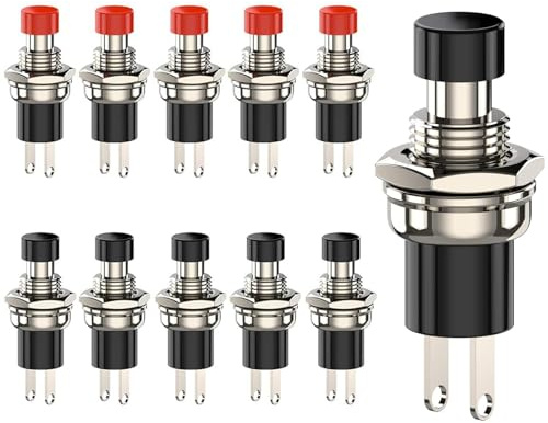 Comforty 10 mini pulsanti momentanei pressostato Lockless 2 pin 1A250 V SPST ON/OFF interruttore per corno, auto, cruscotto, barca