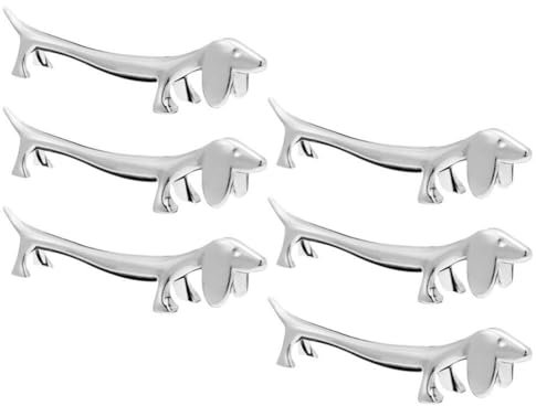 Alipis Repose-Baguettes de Table en Alliage de Zinc Argenté Forme Chien, Lot de 6, Pratique et Facile à Nettoyer pour Décoration de Table à Dîner