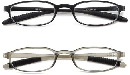 IEYELUUK Flexible Plastic Reading Glasses Durable Lightweight Anti-Slip Small Glasses for Reading Women Men 2.00