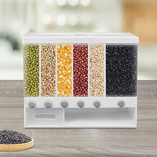 SICHENSH 6 Gitter Müslispender Küche Trockenfutterspender mit 5 entfernbare Partitionen Cerealienspender Cornflakes Spender Müslibehälter Küche Reis Wandmontierter Trockenfutterspender | EU Stock