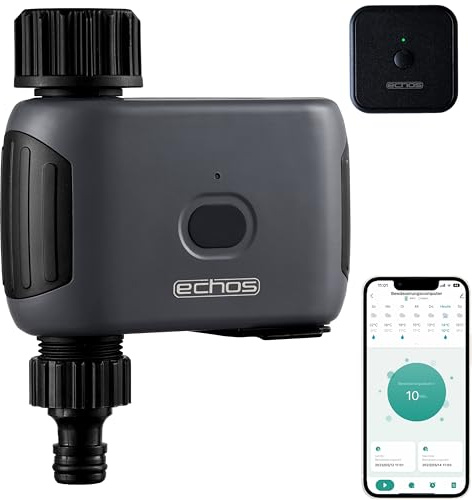 Echos Ordenador de riego con WiFi y puerta de enlace Alexa, Google Assistant Wifi, sistema de riego para jardín, temporizador automático, temporizador de riego automático (1 salida con Gatway)