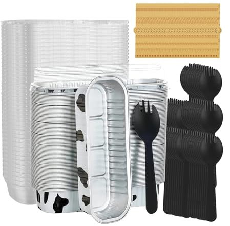 YDYAENIO Barquette Aluminium Lot de 100 moules à Pain en Aluminium, moules à pâtisserie, moules à Muffins, moules à Cupcakes, Accessoires de Cuisine(White,100pcs)