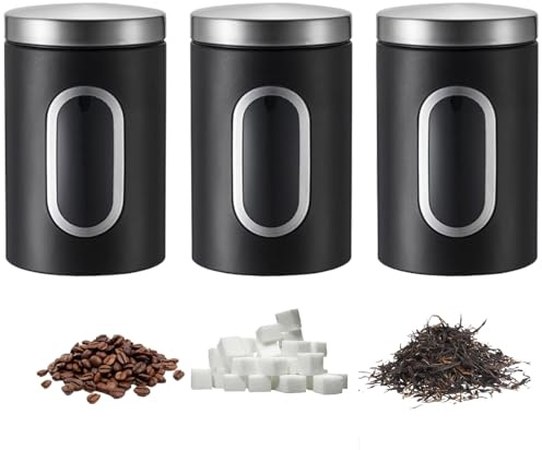 Eidoct 3 Pack Stainless Steel Kitchen Canisters, Canisters Sets
