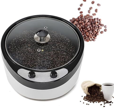 CHANGLKJ Electric Coffee Roasting Machine, Automatic Coffee Beans Roaster with Cover, 45° Inclined Design and 0-240 ℃ Temperature Adjustable, 1200g Max Capacity and Non-Stick Inner, For Coffee Lover