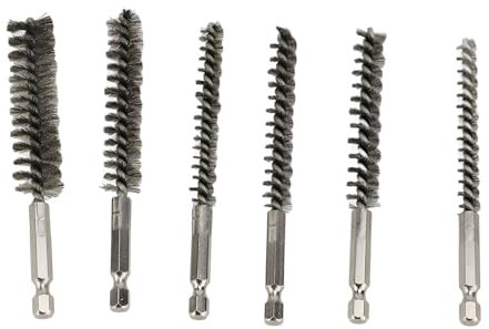 Riuulity 6-teiliges Bohrbürsten-Set aus Edelstahl, 304 Edelstahl, 125 G, 6 Verschiedene Größen, Schwarz, Praktisch und Leicht, Tragbar, Geeignet für Hotel oder Zuhause