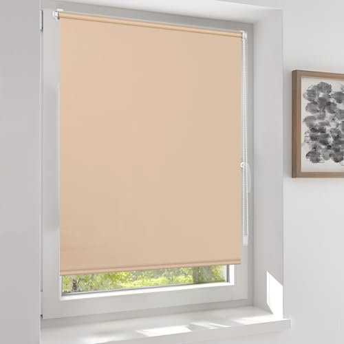 Sekey Verdunklungsrollo ohne Bohren Klemmfix Doppelseitig gleichfarbig Freihängendes Seitenzugrollo effektiver Sonnenschutz und Sichtschutz Rollo Verdunkelung 40x130cm Braun