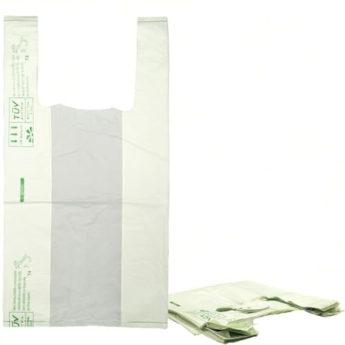 Sicignano | Buste Spesa Shopper Biodegradabili, Compostabili, Riutilizzabili, con Manici, Confezione da 3 kg – Sacchetti in Plastica per Alimenti, Normativa UNI EN 13432:2002, 24x14x30h cm