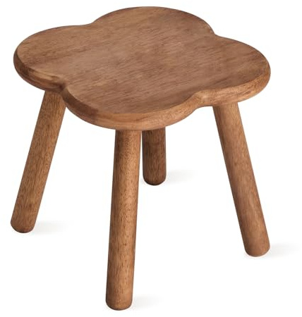 JUJIAFU 11.6inch Wooden Step Stool for Adults Small Wooden Stool Perfect Matched Sensory Table Great Assistant for Kitchen Bathroom Living Room Bedroom Garden (Full Body Natural Real Wood)