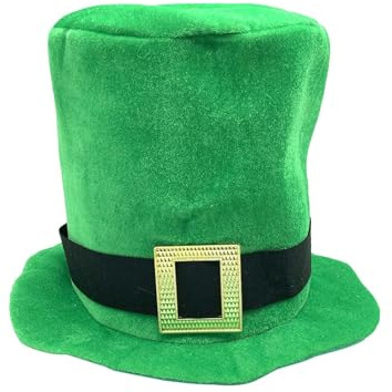 St Patricks Day Hut, Zylinder Hut Grün Kleeblatt Samt, St.Patrick's Day Hut Kostüm, Hut Leprechaun, Mit Bart, Accessoires Für Männer Und Frauen, Unisex, Irland, Karneval Mottoparty, mit Band