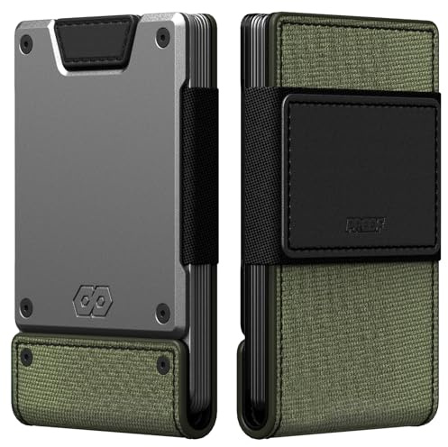 PROOF Wallet | Slim Minimalist Wallets for Men | Leather & Metal | RFID Wallet | Front/Back Pocket | Gift Box | Veteran Owned (Operator (1000D Nylon, Black Leather | Satin Gun Metal))