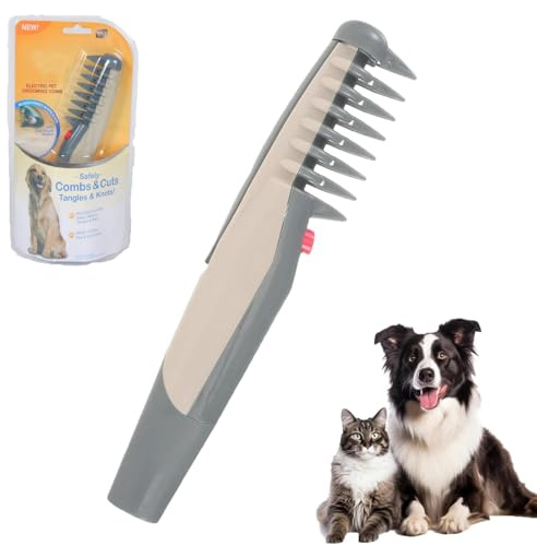 Petsboro Mataway E Kamm, Elektrohund -Hunde -Pflege -Pinsel -Trimmer für Katzen und Hunde, 2 in 1 elektrische Haustier -Pflegekammhaare entfernen, 2-in-1-Trimmen & Pflege, Bubeus-Kamm (1PCS)
