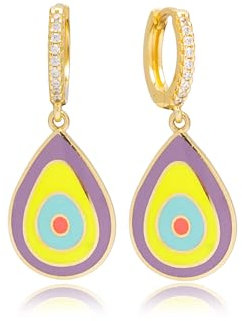 Boucles d'oreilles fantaisies dorées or - Argent 925 - Émail multicolore - Livrées dans leur écrin - Modèle Dalma