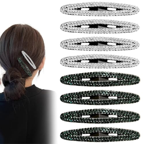 Fermaglio per Capelli a Scatto in Metallo 8PCS Strass Donna