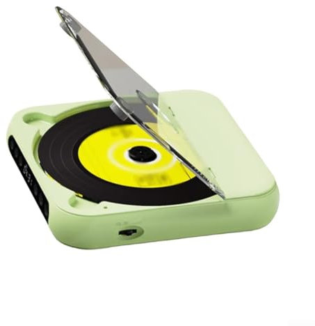 Getdoublerich Lettore CD ricaricabile portatile, lettore CD personale per auto con schermo LCD e batteria da 2000 mAh, walkman CD (verde)