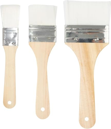WWZ889 Set of 3 Chip Paint Brushes with Synthetic Bristles for Priming Painting, Varnishing, Wood, Walls, Painting