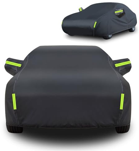 Gaoxianglin Waterproof Car Cover Fits for Jee p Wrangler TJ 1997-2006, All Weather for Automobiles Outdoor with Reflective Stripe Snow Sun Dust UV Protection(Black,for Jee p Wrangler TJ 1997-2006)
