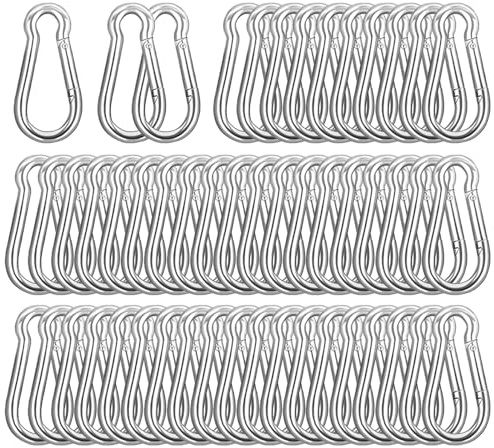 40 ganci a molla da 2,36 pollici, M6 da 1/4 pollici, clip a moschettone in acciaio placcato galvanizzato, piccola clip a moschettone da 260 libbre, capacità di presa rapida, portachiavi per amaca