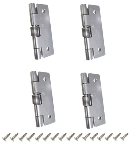 Paquete de 4 bisagras de puerta de resorte, bisagra de puerta de cajón de esquina de cierre automático de acero inoxidable 304, bisagras de resorte de cierre automático