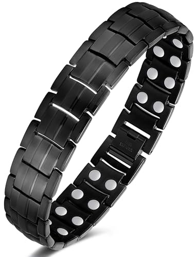 Jeracol magnetarmband herren einstellbar armband mit Kraftmagnete(Schwarz)
