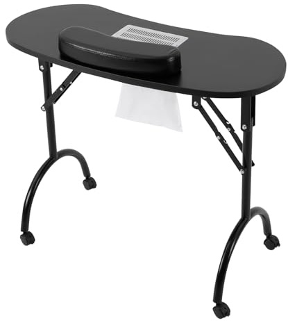 Professional Maniküretisch mit Absaugung - Faltbarer Nageltisch (90x40x72.5cm) Tragbar & Mobil mit Staubentfernung für Nagelstudio & Zuhause - Schwarz