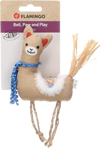 Jouet pour Chat - Flamingo Robla Alpaga Multicolore en Tissu avec Rubans et Catnip 15,5cm