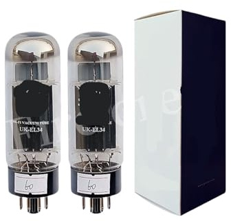JEQGDLUI UK-EL34 UKEL34 Tubo aggiornamento EL34 EL34C 6CA7 6P3P 6L6 HiFi Audio Kit Amplificatore a valvole Fai da Te(2pcs Matched Pair)