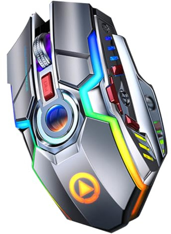 ELAYARD Souris de Jeu sans Fil Rechargeable 2, 4 Ghz USB Abs 7 Touches | Transmission 2, 4 Ghz, Portée 15m, Batterie Intégrée, Prise en Main Confortable, pour Amis Joueurs sur PC