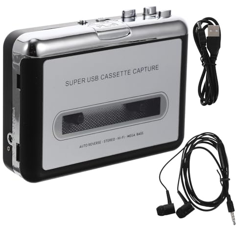 VERDANVERSE Convertidor de Cinta de Casete USB Portátil para Convertir Casetes a Mp3 Alta Fidelidad Compatible PC Funcionamiento Plug and Play Adecuado para Digitalizar Música y Uso