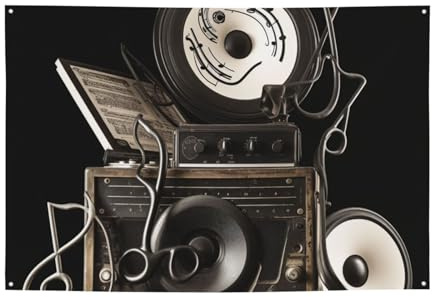 Musikkunst, bedrucktes Hängebanner für Halloween, Weihnachtsfeier, 120 x 180 cm, Fotografie-Hintergrund, Girlande, Wandteppich für Geburtstag, Outdoor-Event-Dekoration