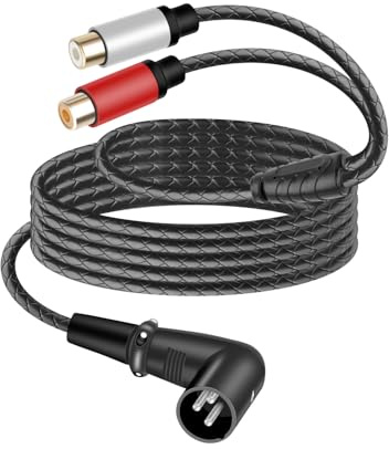YANBORONSN Cavo a Y con XLR Maschio a 90 gradi per Doppio RCA Femmina, Splitter XLR 3 PINI verso 2 RCA, Cavo Audio Stereo non Bilanciato per Console di Missaggio, Microfono, Registratore (0.3M)