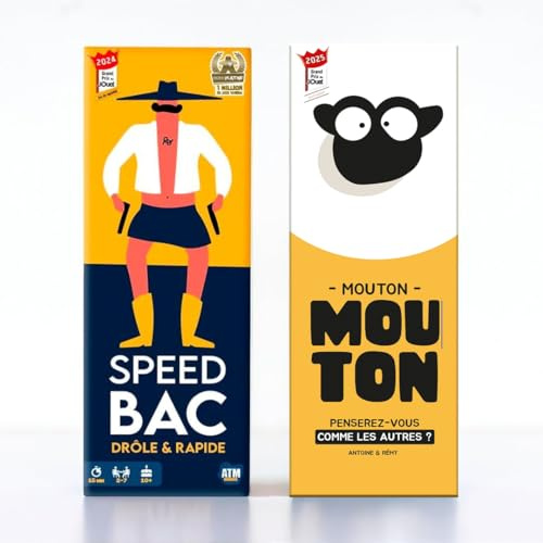 ATM Gaming Lot Speedbac + Mouton Mouton - Jeu de société Famille et Amis - Parfait pour Mettre l'ambiance - 2 à 9 Joueurs - Grand Prix du Jouet 2024 & 2025 - Dès 10 Ans